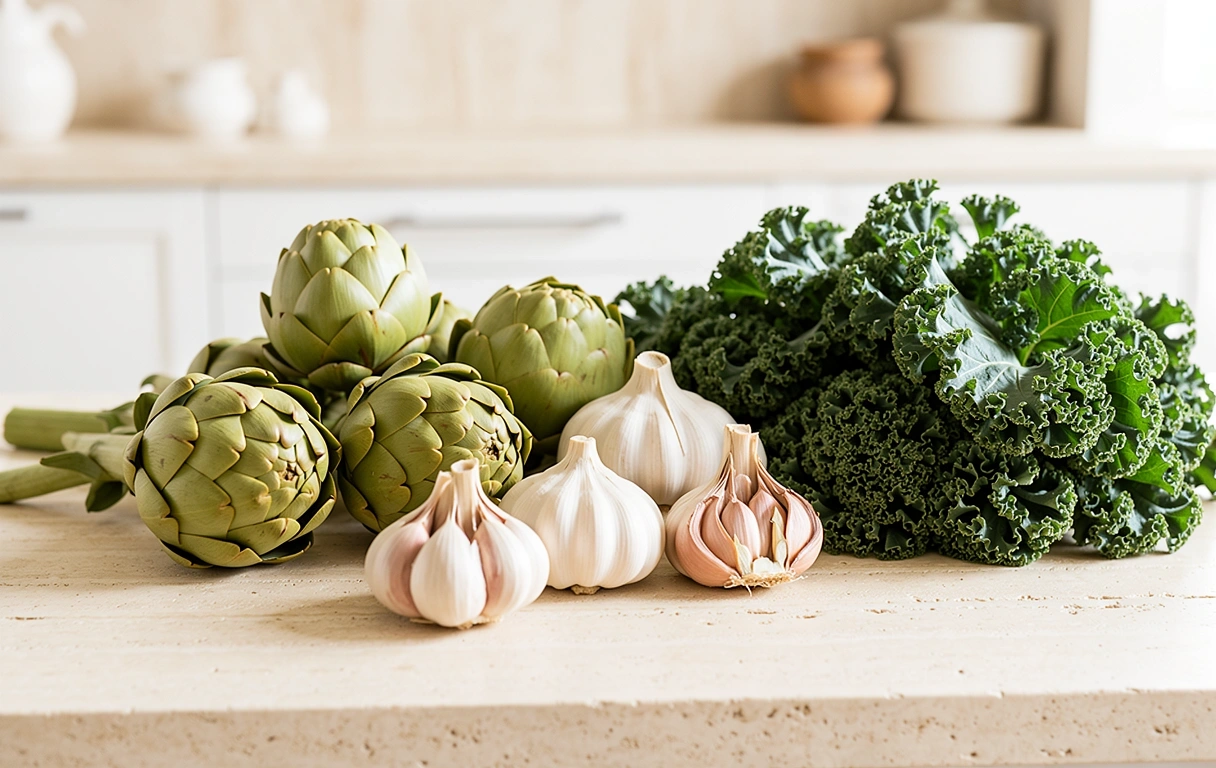 Ingredientes frescos mediterráneos